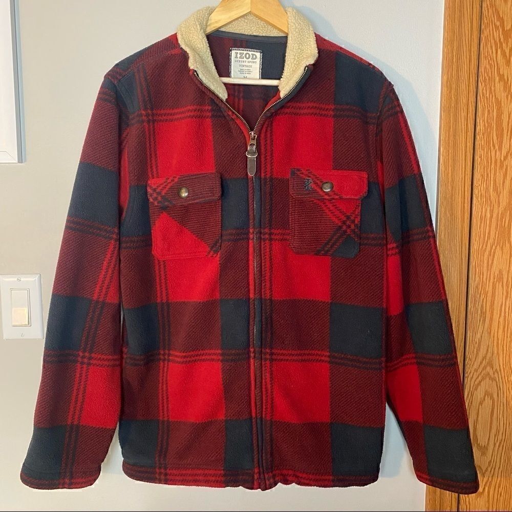 IZOD luxury sport vintage flannel zip up jacket